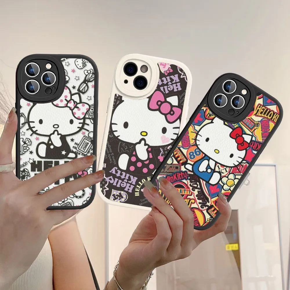 

Cartoon H-Hello-Kitty Phone Case Hard Leather For IPhone 14 13 12 Mini 11 14 Pro Max Xs X Xr 7 8 Plus Fundas