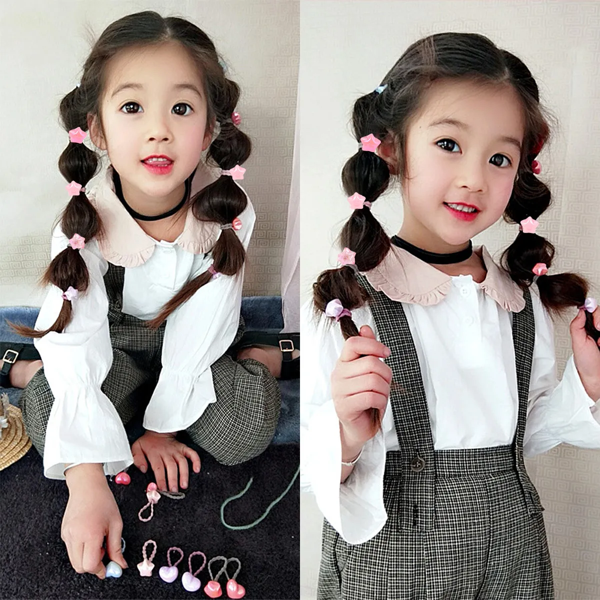 20Pcs Star Shape Cartoon Hair Rings Elastic Hair Ties for Comfortable Non-Damaging Stretch Ponytail Holders