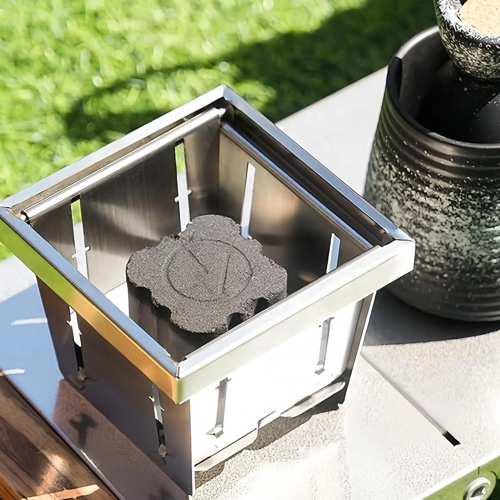 

Outdoor Mini Folding Firewood Stove 11.5x11.5x9cm Camping Grill Portable Charcoal Grill Stainless Steel Foldable BBQ Stove