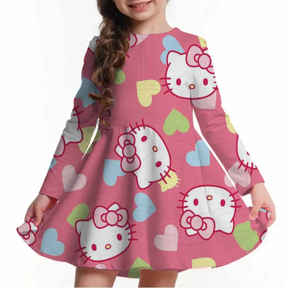 فساتين الأميرة هالو كيتي الأكثر مبيعًا للأطفال والفتيات لحفلات أعياد ميلاد الفتيات من عمر 4 إلى 14 عامًا، مريحة l