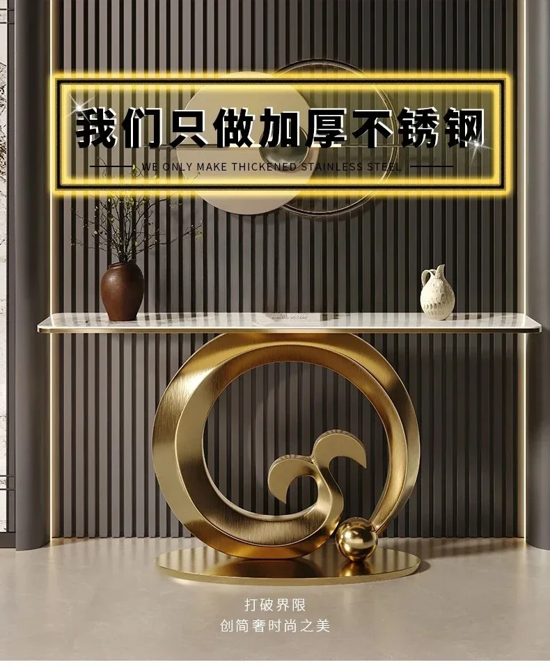 Light luxury art entrance table against the wall living room rock slab ultra-narrow partition end view table decorative cabinet