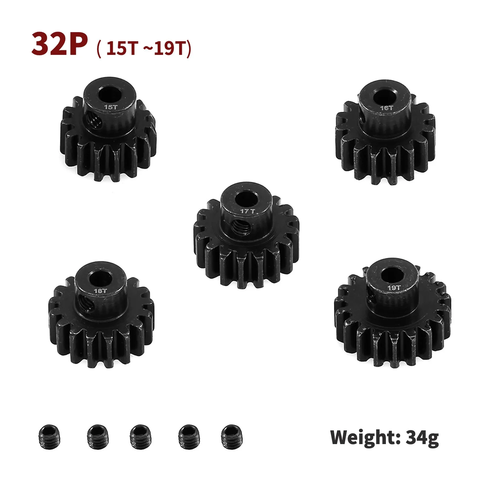 M0.8 3.175mm Gehärteter Stahl Metallzahnrad 10T 11T 12T 13T 14T 15T 16T 17T 18T 19T 20T 21T Motorgetriebe für 1/10 RC Auto Upgrade-Modifikation