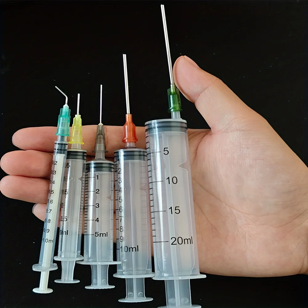 14-delige spuitset met stompe naalden, verschillende maten: 1 ml, 3 ml, 5 ml, 10 ml, 20 ml, 60 ml, plastic, voor bijvullen, meten, wetenschappelijk - afbeelding 1