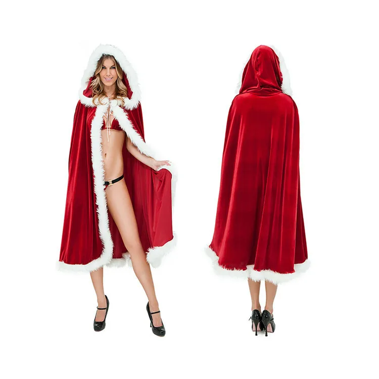 Fantasia de papai noel capa de natal capa adulto crianças capa com capuz fantasia de festa cosplay