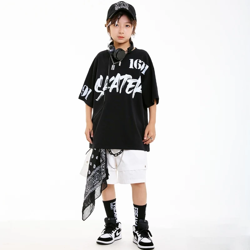 

Kids Clothes Street Dance Hip Hop Suit Boys Girls Jazz Dance Performance Costumes Children Loose Clothes Stage Outfits DN20435