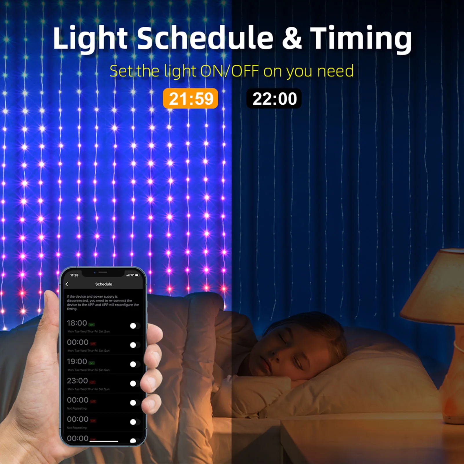 400leds Animated Curtain String Lights Creative RGB Color Changing String Lamp App Fits Home Outdoor Festive Party Lights Decor