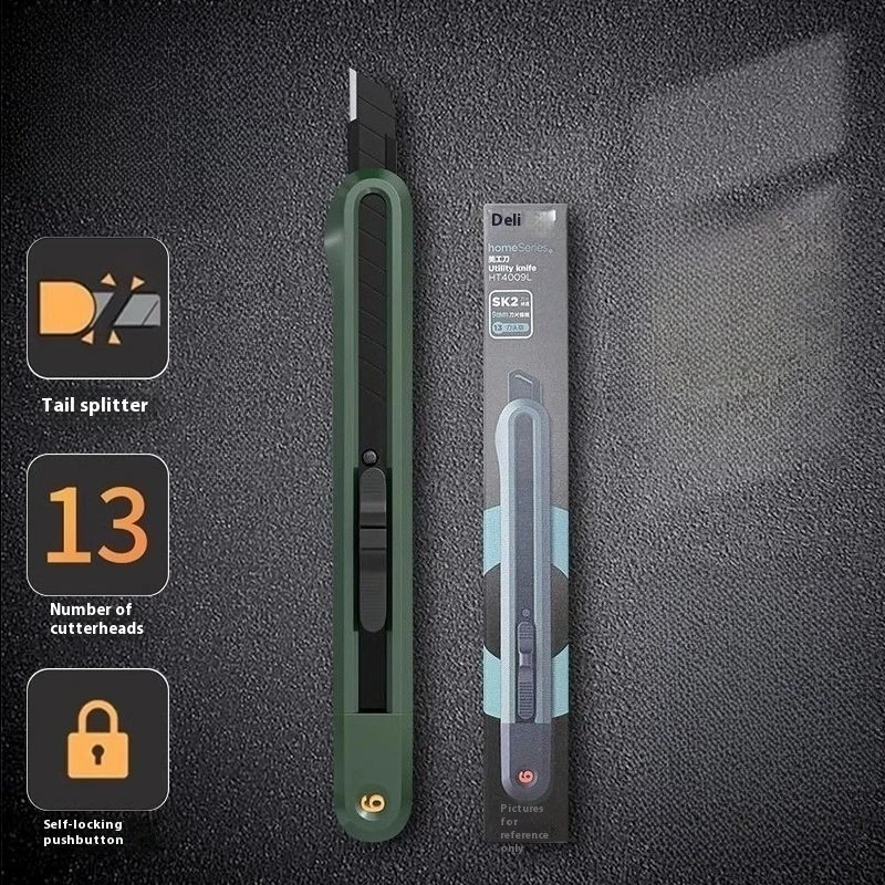 DELI-SK2 Kantoorschaar met zwart mes Hoogwaardig gereedschap met automatische vergrendelingsknop voor papiersnijden en kantoorbenodigdheden