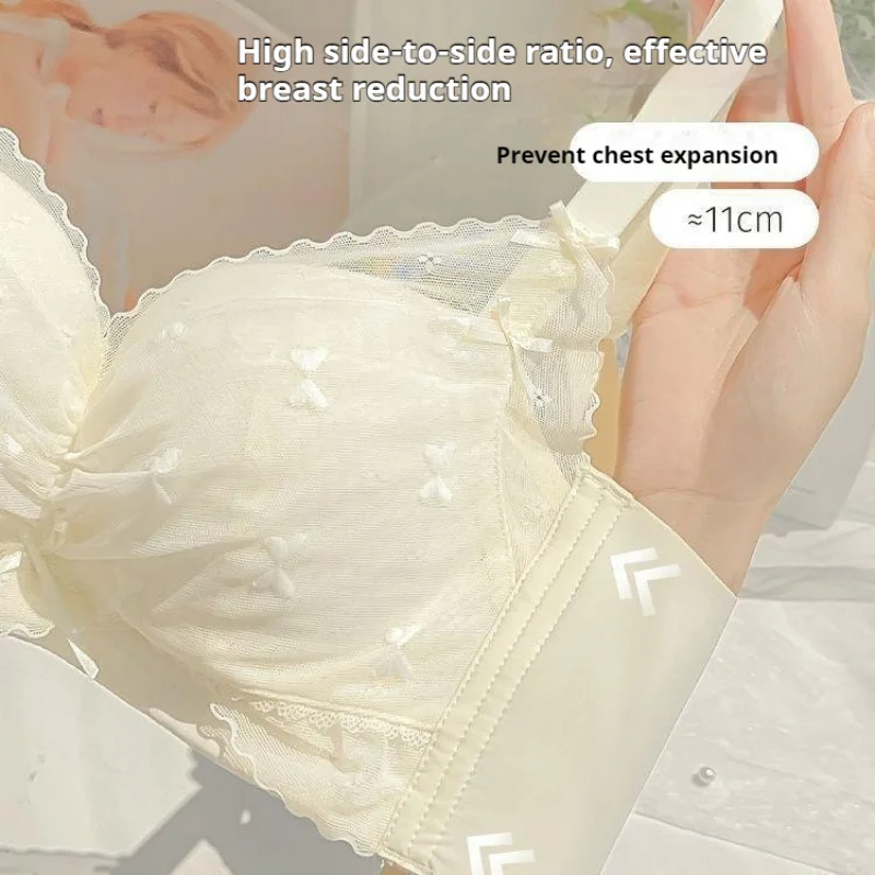 Bra Women’s Push-Up for Small Bust Enhancing Adjustable Wireless Side Breast Support Anti-Sagging Lift-Up Lace Trim