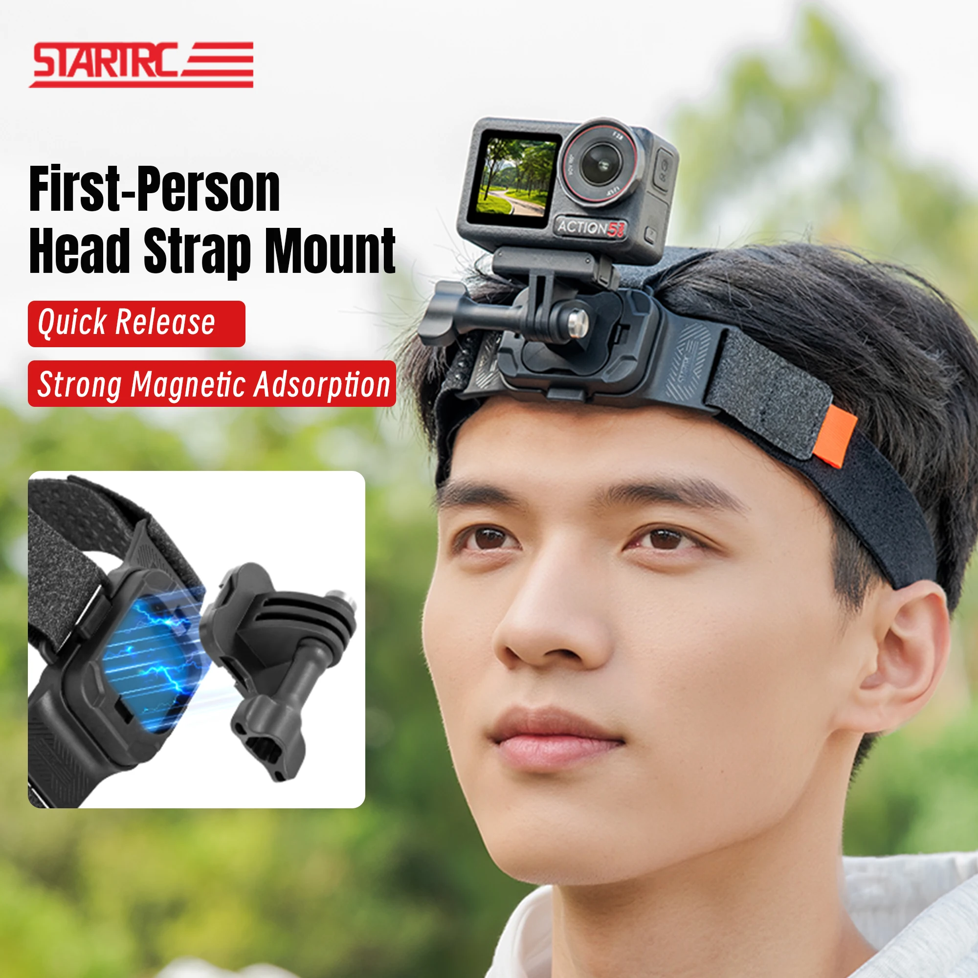 

STARTRC магнитный ремешок на голову для DJI Pocket Action GoPro Insta360 камеры быстросъемный регулируемый держатель повязки на голову