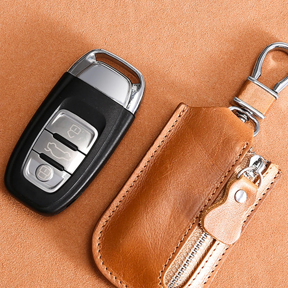 

Car Key Bag Retro Zipper Keychain Storage Pouch For Women Men Black Durable Scratch Resistant Gift Car Owners Keys