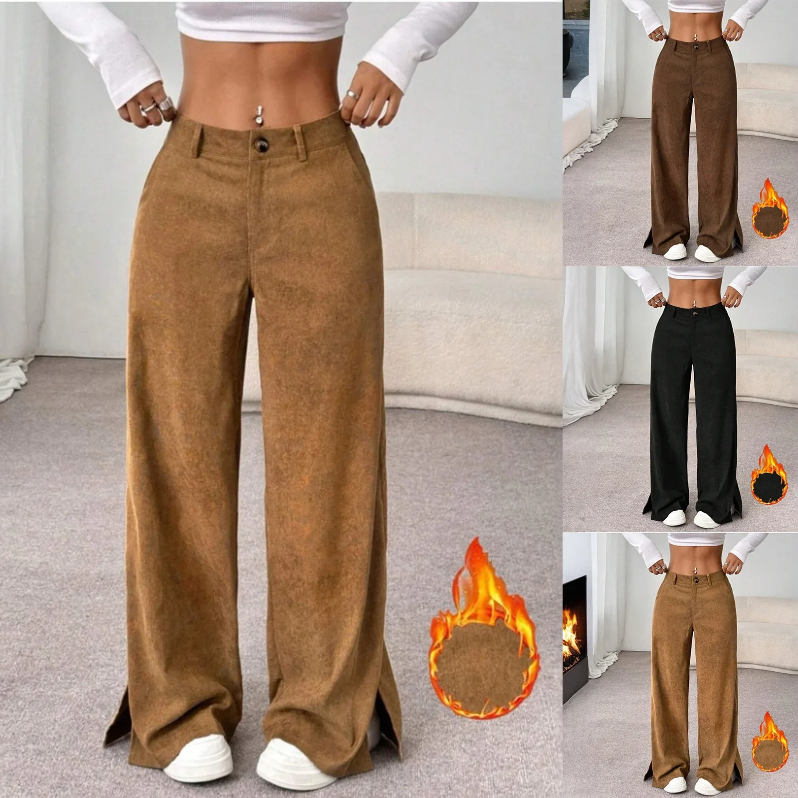 

Women's Corduroy Pants Casual Women's Solid Color Corduroy Loose Straight Pants