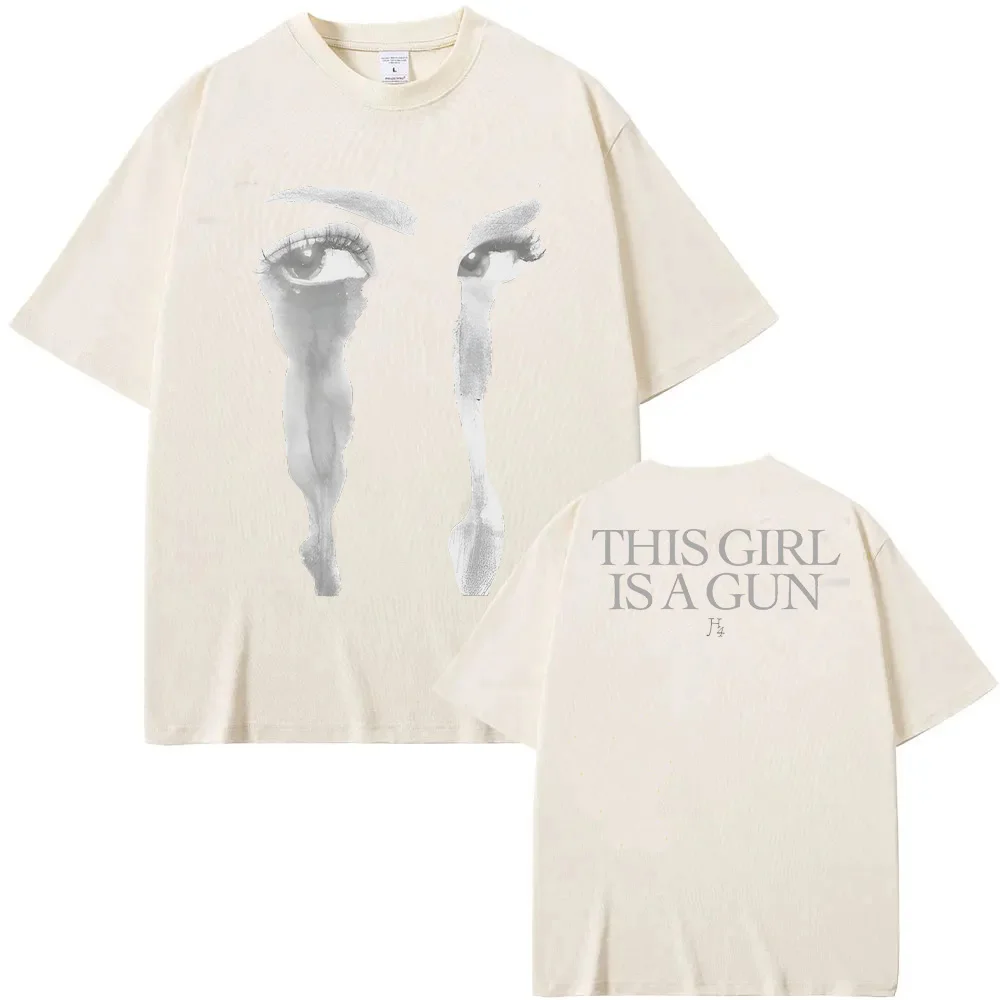 Halsey Singer's same style SAD EYES TEE 2025 Style Summer Casual Tshirt 100% Cotton Comfortable High Quality 100%CottonTops