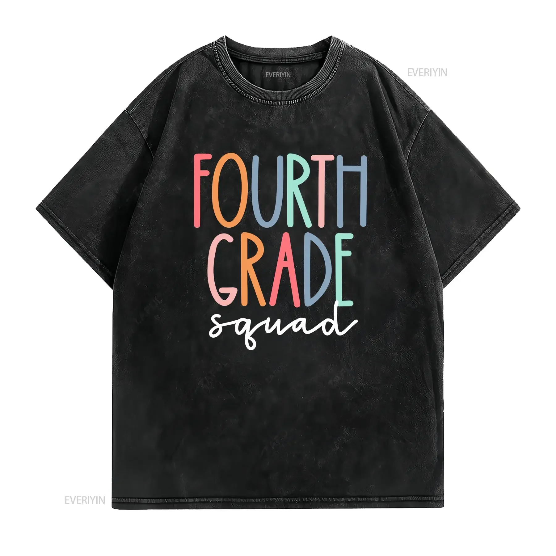 Fourth Grade Squad 4th Teacher Crew Back To School Team T Shirt  vintage Washed Casual Slightly Stylish Breathable Soft fashion