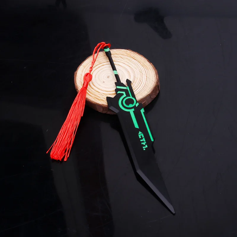 AOTU World Game Peripheral Double Zande sword Metal weapons Model Cosplay Prop Keychain Pendant Crafts Ornament Boy's Toy Gift