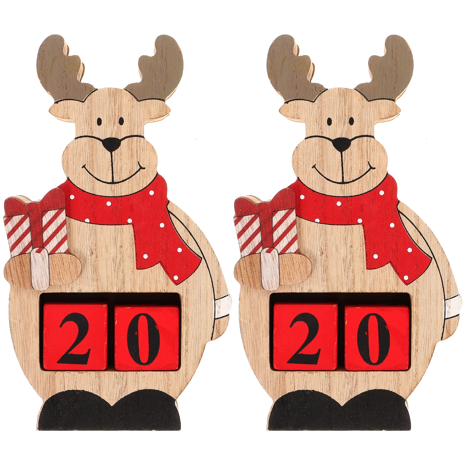 

2pcs Wooden Christmas Countdown Calendar Decoration Christmas Calendar Desktop Tree Table Festive Home Office DIY