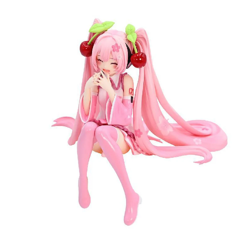 Anime Hatsune Miku Anime Figur Rosa Kleid Sitzhaltung PVC Modell Action Spielzeug Kirsche rosa Kirschblüte Dekoration Geschenke