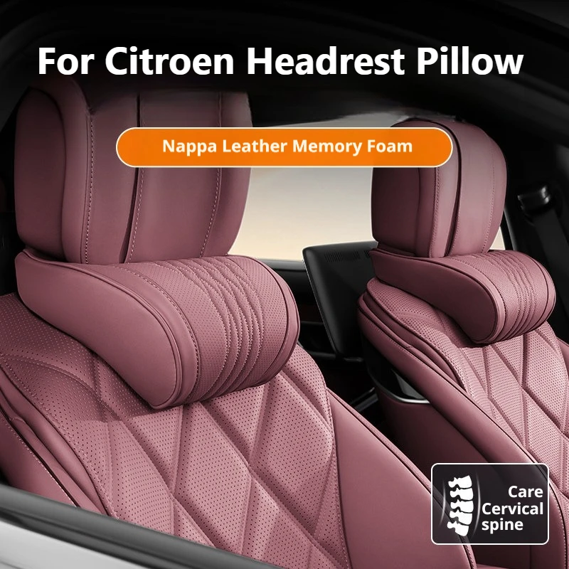Luxury Nappa Leather Latex Car Neck Pillow For Citroen C3 C3 Aircross C4 ë-C4 C5 X C5 Berlingo C4 Picasso Car Waist Pillow