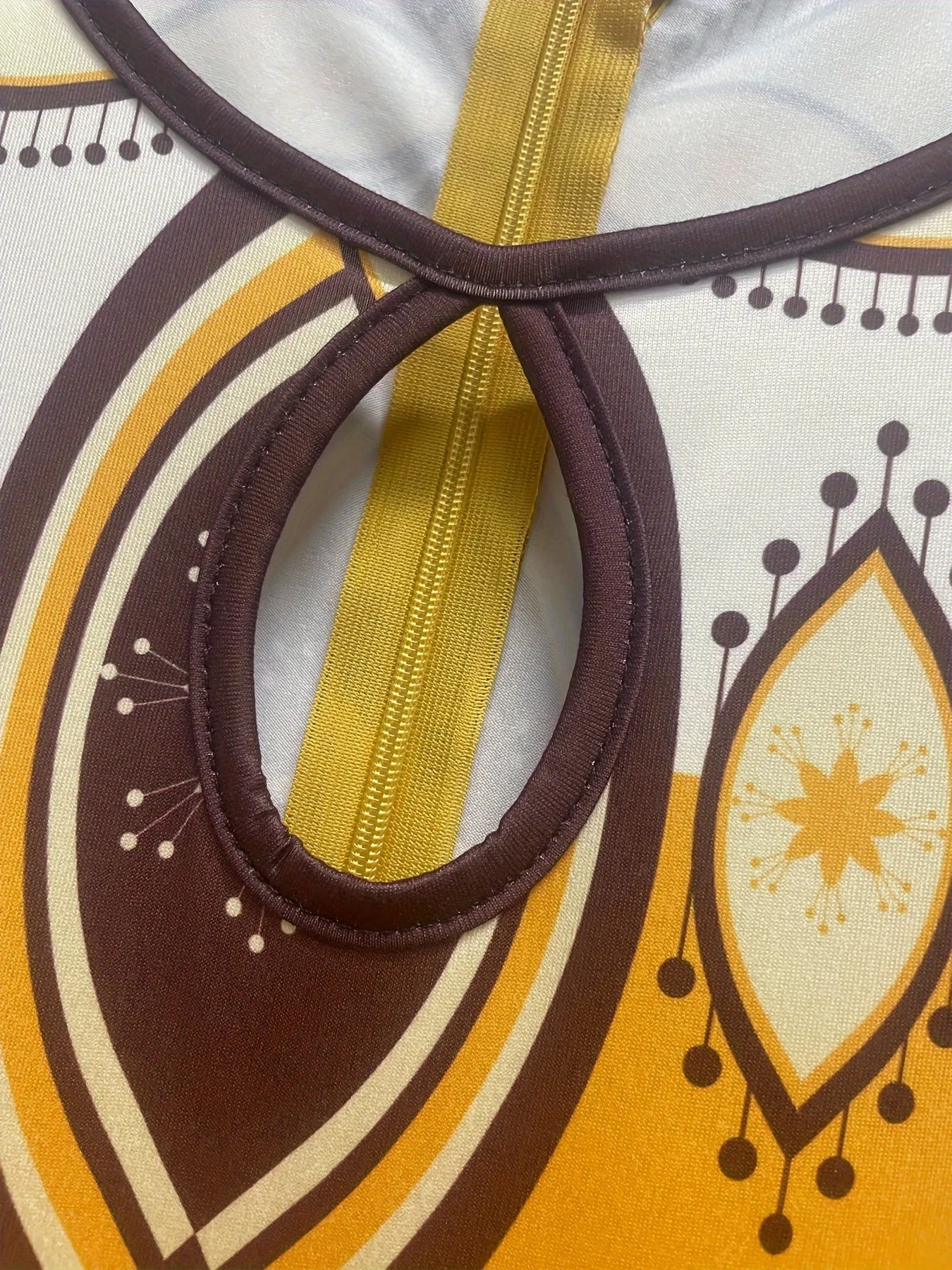 Tribal Print Mermaid Ginger Round Neck Bodycon Dress - Image 5