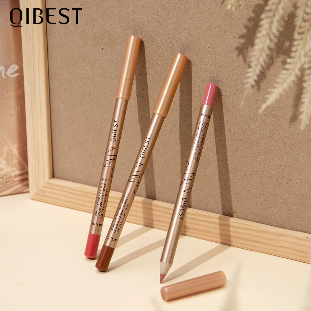 QIBEST Lip Liner Pencil Set 12 Colors Matte Lipstick Pencil Waterproof Non-Stick Lip Tint Long Lasting Makeup Cosmetic For Women