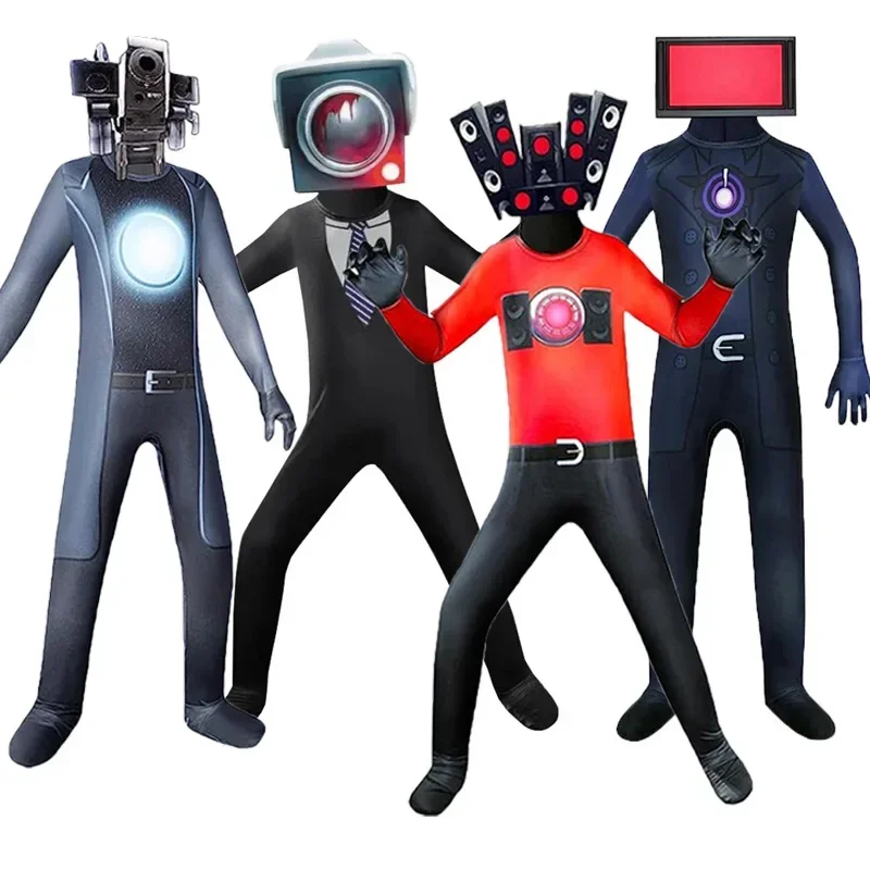 

Anime Skibidi Toilet Cosplay Audio Man Camera Man Tv Man Kostuum Jumpsuit Masker Volledige Set Halloween Feest Mannen Volwassen