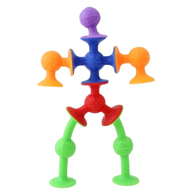 48-72pcs Popular Silicone Suckers Suction Cup Building Block Toy Girl&Boy Kids birthday Gifts