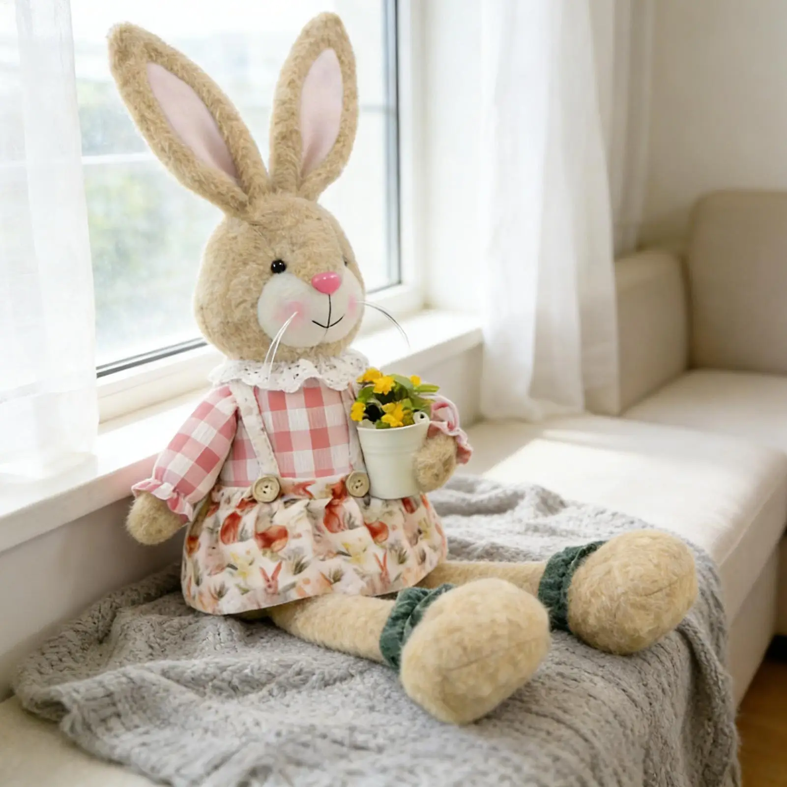 Creative Easter Long-Legged Rabbit Plush Toy Cute Doll Children Accompany Sleeping Doll For Kids Birthday Gift