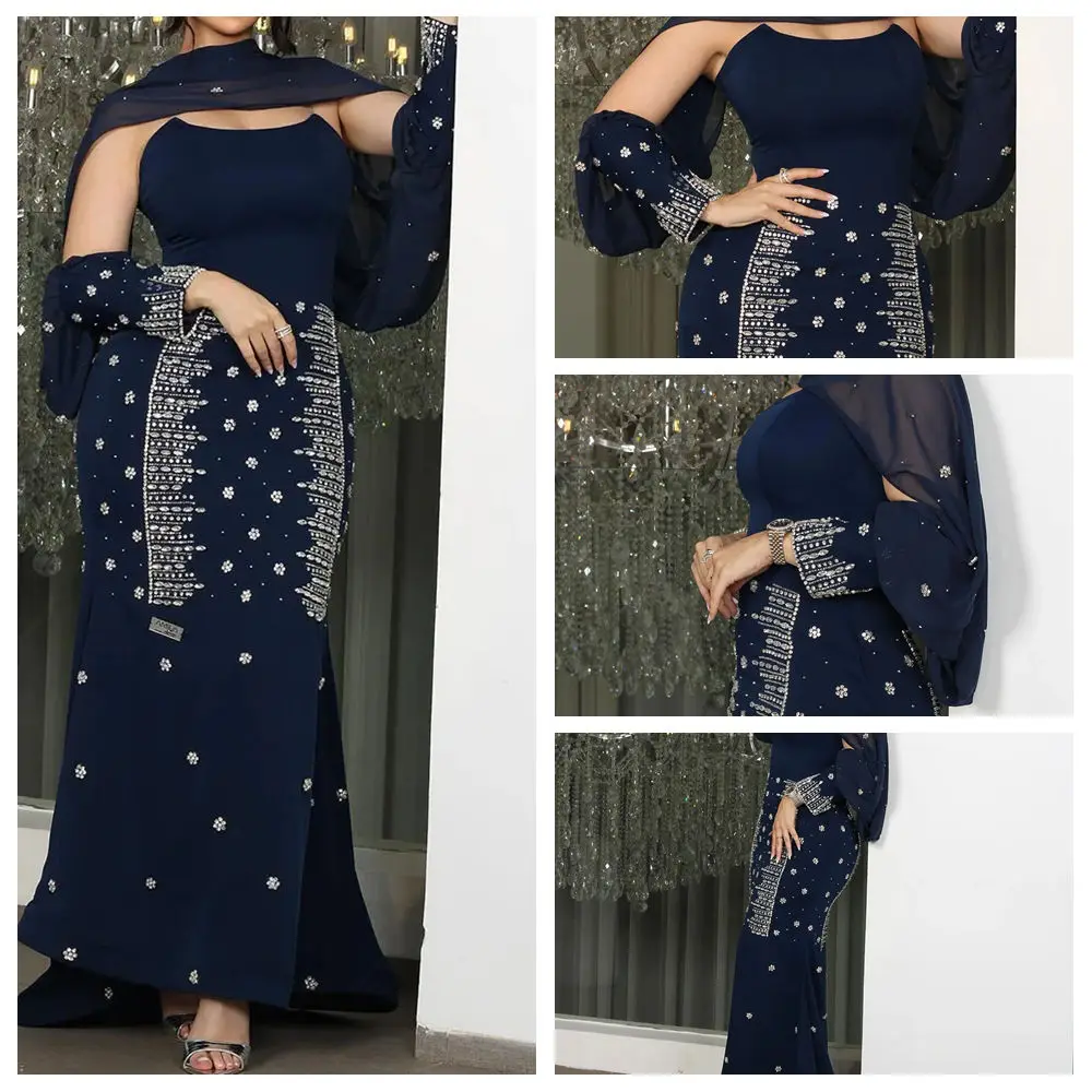 

Вечерние платья русалки по индивидуальному заказу длиной до пола, без бретелек, палантин, с коротким рукавом, платье для выпускного вечера, модное простое драпированное вечернее платье с кристаллами