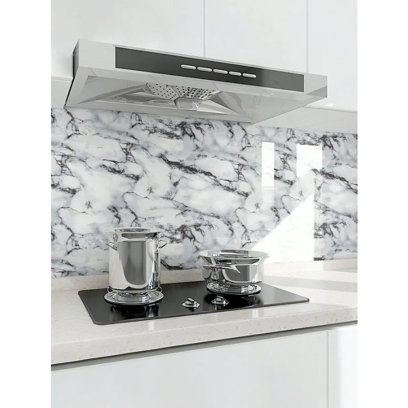 Pvc Marble Kitchen Oil-Proof Film Stove Waterproof Self-Adhesive Wallpaper Countertop Cabinet Renovation Tile Wall Stickers