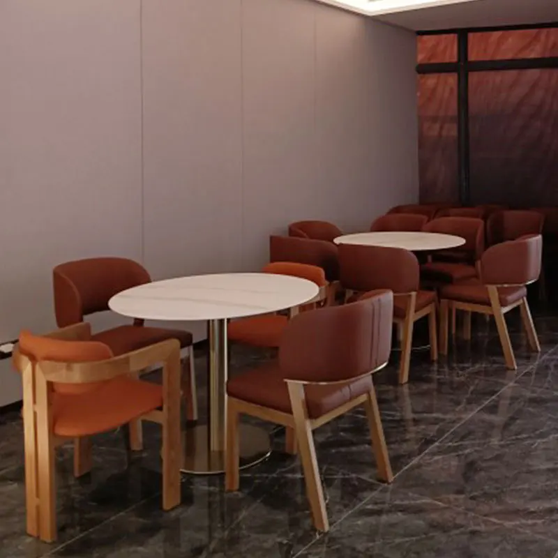 ia-Modern Round Restaurant Dining Table Chair Booth Sofa Combination Set-Customizable Design Commercial Use Disassembly Feature-