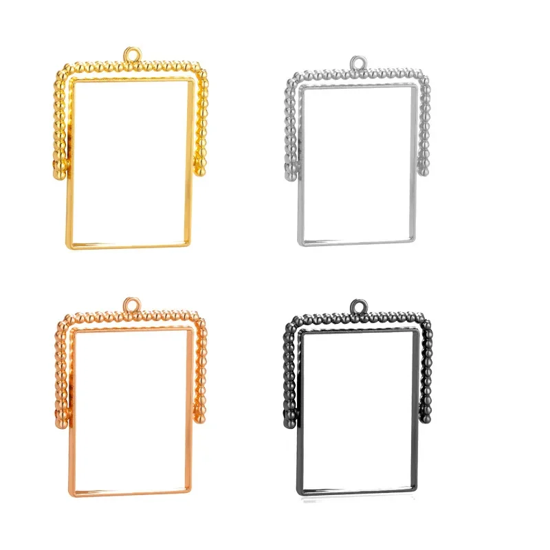 25*35mm 4pcs 아연 합금 DIY 펜 던 트 귀걸이 쥬얼리 액세서리에 대 한 손수 회전 사각형 사진 프레임 매력 펜 던 트