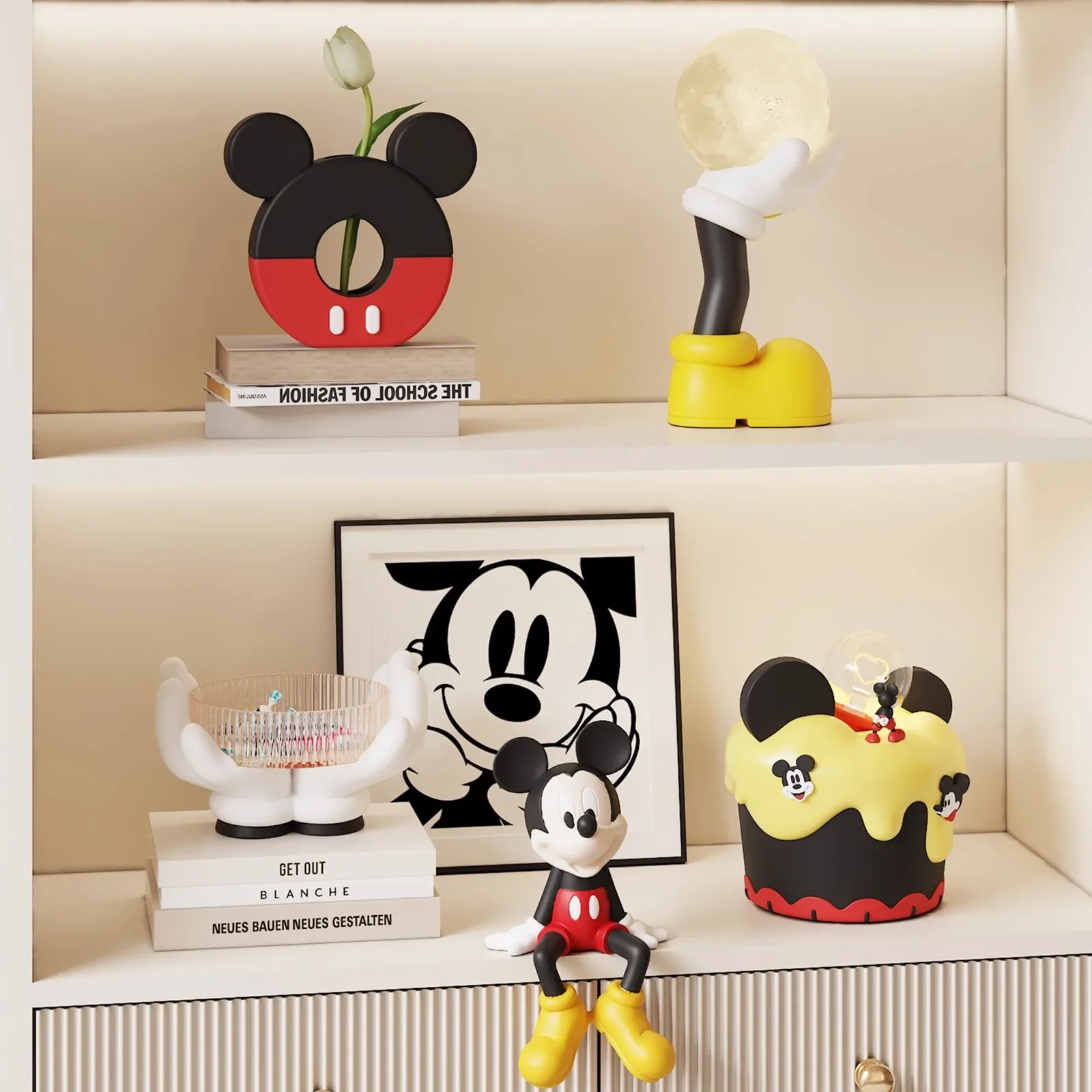 [VIP] Topolino estante resina ornamento figura de ação vaso criativo espelho de maquiagem brinquedos estátua coleção modelo decoração do quarto
