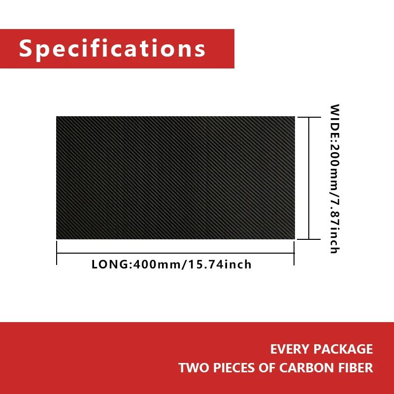 

2 шт. 200x400 мм 3K T300 пластина из углеродного волокна обработка пластина из углеродного волокна высокопрочная пластина из углеродного волокна толщина панели 0,5 мм-10 мм