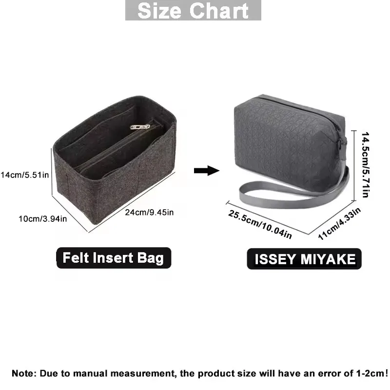 Felt Organizer Insert Fit for ISSEY MIYAKE Saddle Bag One Tone Inside Storage Bag Portable Inner Liner Bag