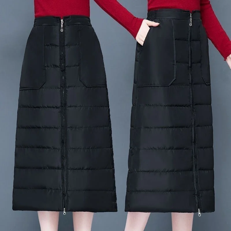 

Женская юбка трапециевидной формы с высокой талией Thiened, теплая ветрозащитная утягивающая зимняя юбка средней длины, корейская юбка для поездок на работу