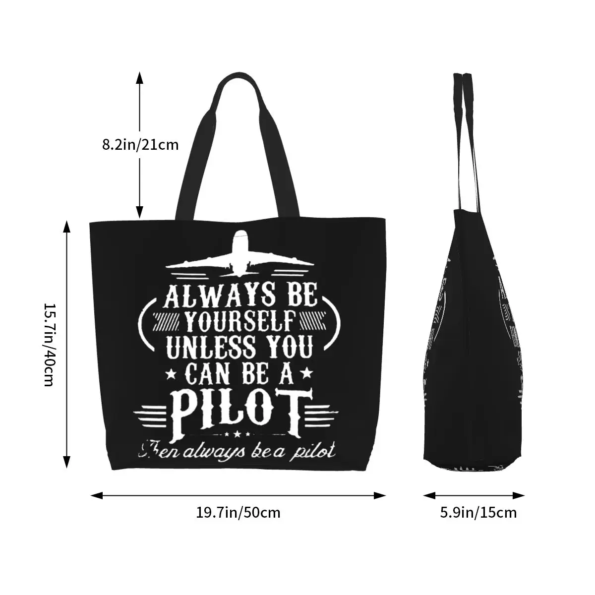 Born To Fly Captain Stripes Flight Pilot Aviation Airplane Shopping Tote Bag Canvas Shoulder Bags Shopper Grocery Handbag