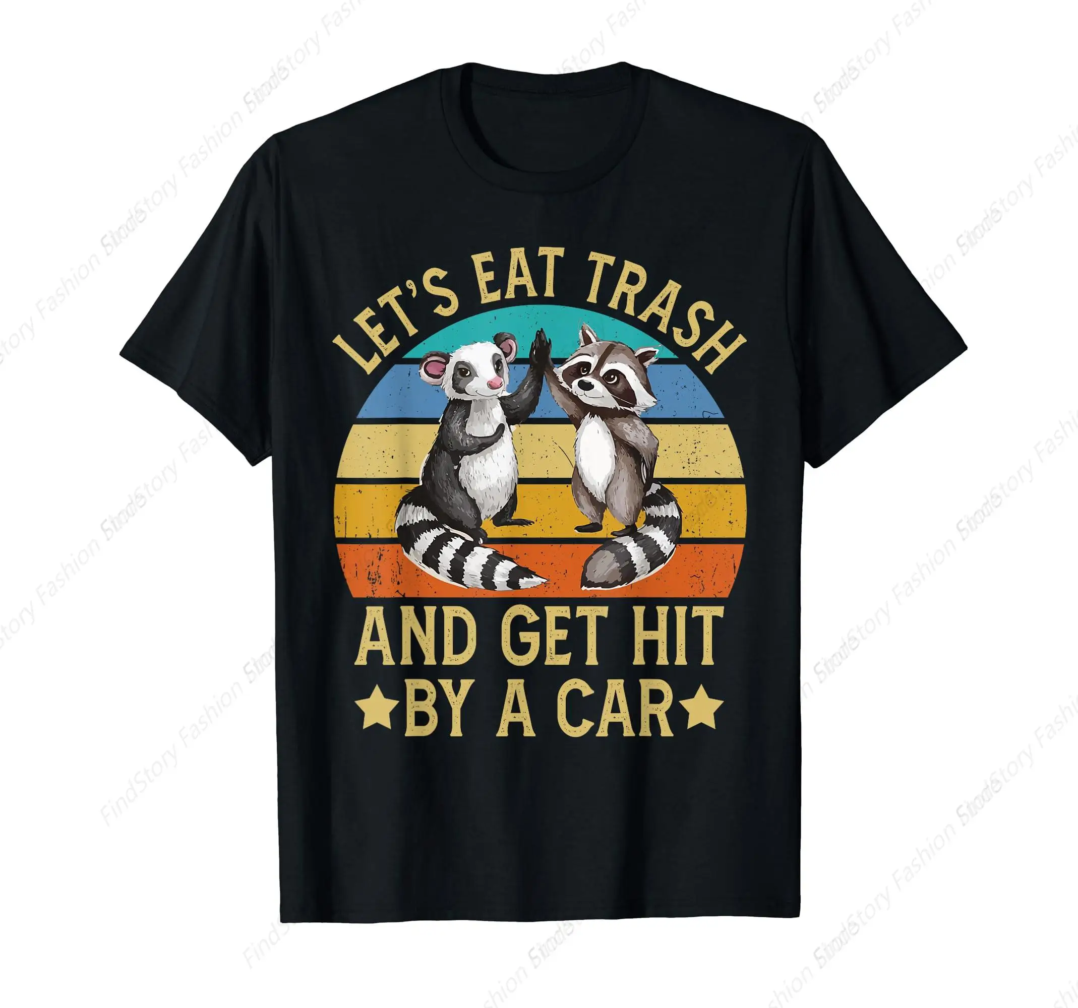 Let's Eat Trash T-Shirt for Men Washed Cotton Vintage Short Sleeve Crew Neck Clothing Fashion Streetwear Sports Tops