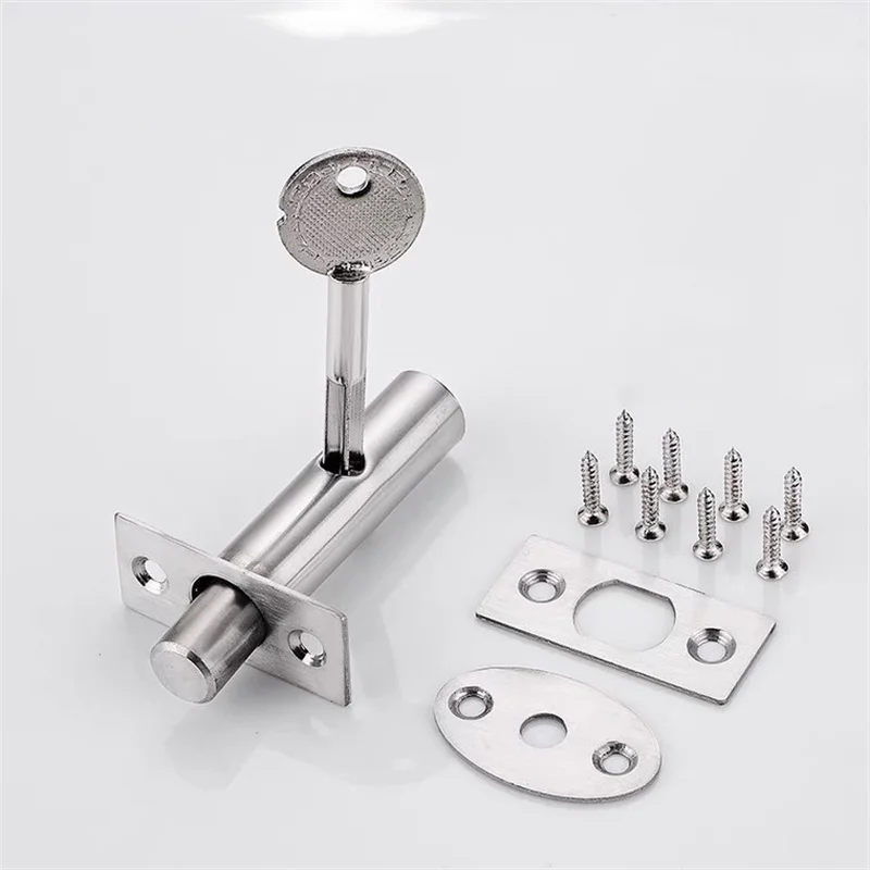 2 Set New Security Door Bolts With Fitting & Star Key Secure Strong Dead Lock Stainless Steel Invisible Latches Bolts
