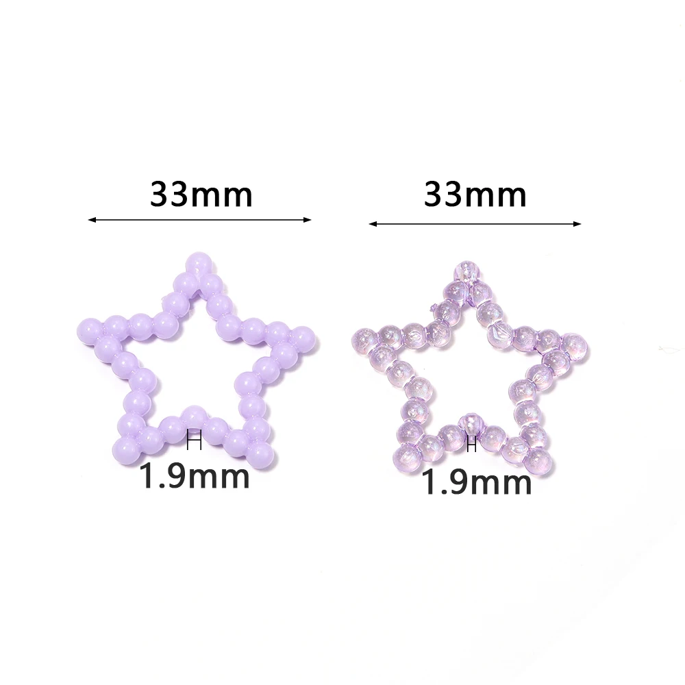 30pcs/lot 33mm Acrylic Hollow Star Beads Mixed Color Loose Pentagram Beads For DIY Phone Chains Earrings Pendant Accessories