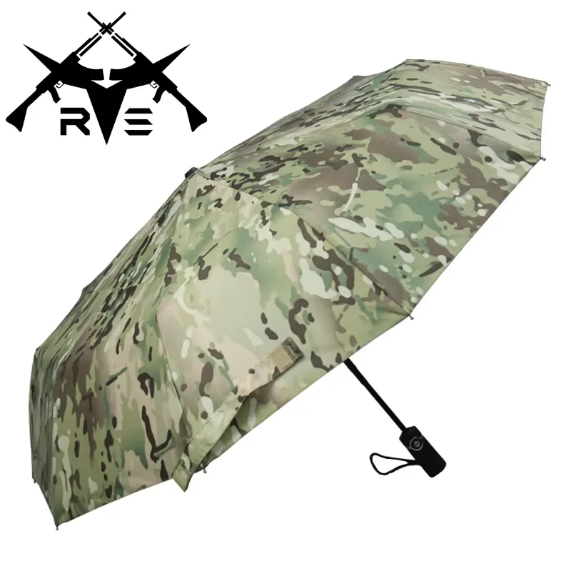 Ronson Camouflage Taktischer Regenschirm Automatischer Regenschirm Camouflage MC-Muster Regenschirm KLASSISCH Reisen Outdoor – Detail 1