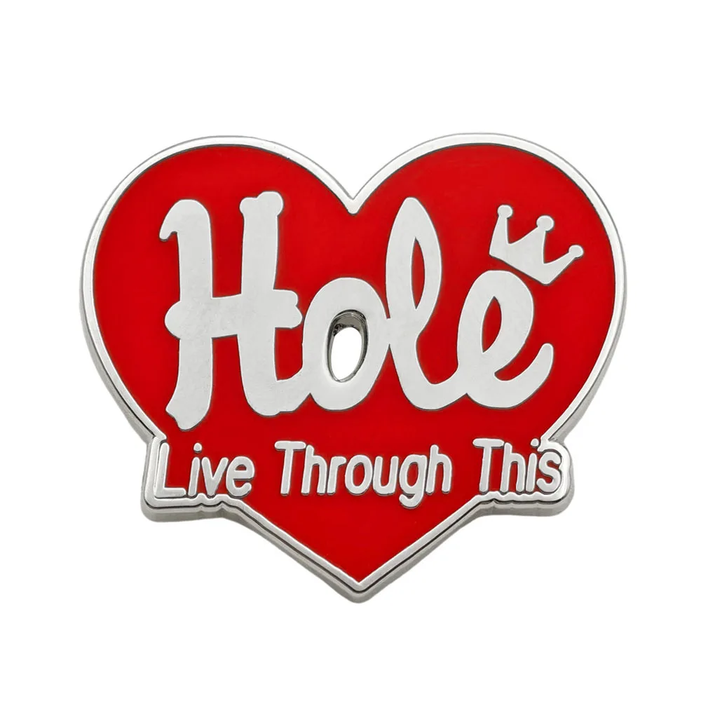 Hole-Band Lapel Pin Live Through This Red Heart Metal Badge Pop Grunge Alternative Rock Music Brooch for Clothes Backpacks Fans