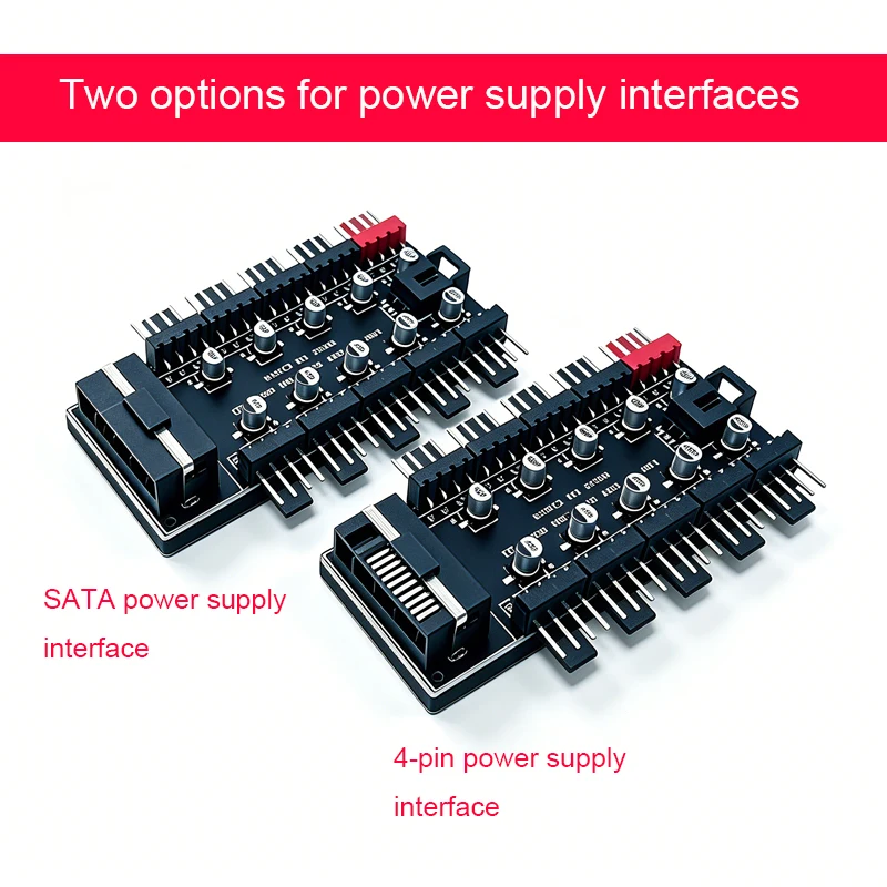 Motherboard 4-Pin Header to 10-Pin PWM Fan Hub Case Fan Controller Speed Regulation Board for PC Building