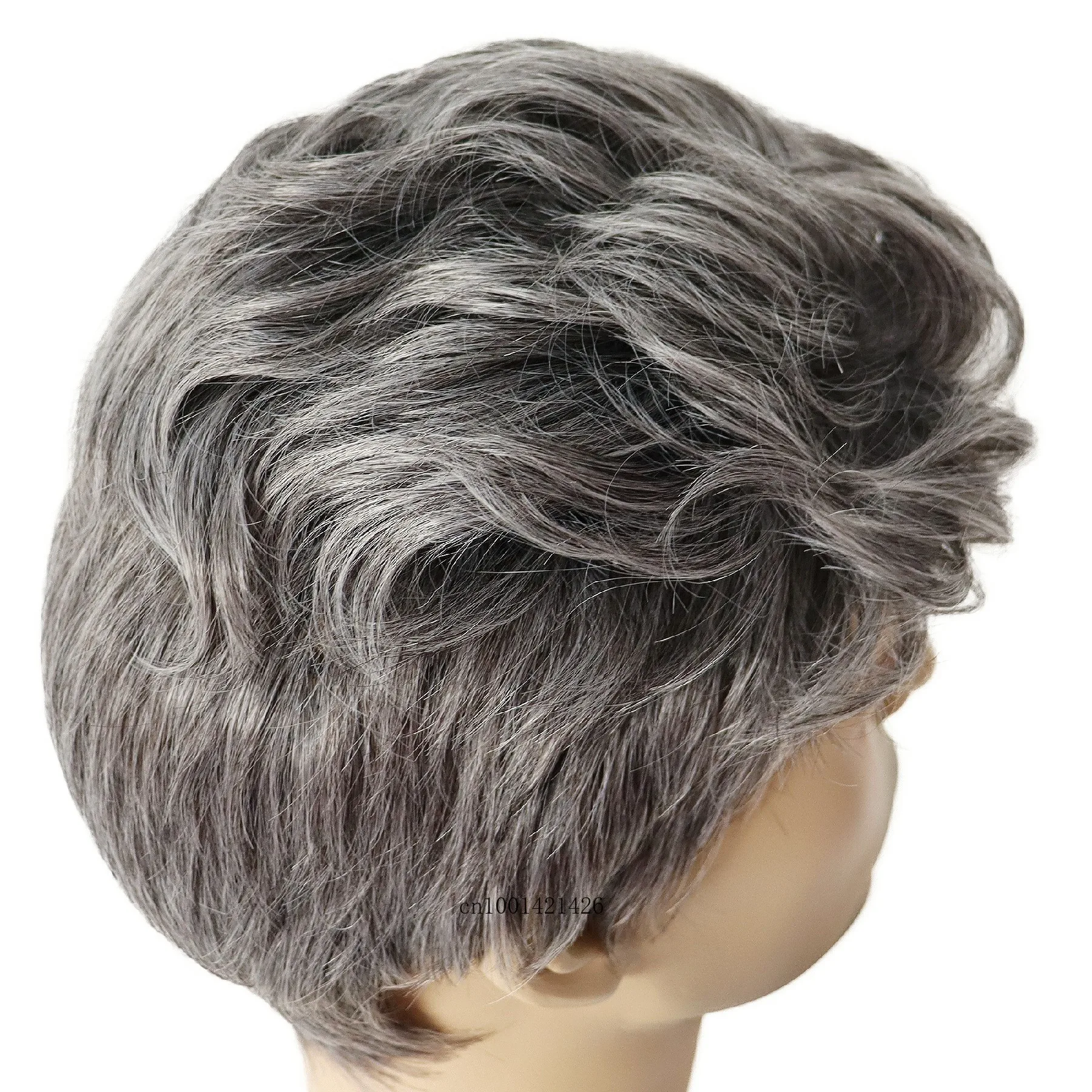 GNIMEGIL Short Wigs Man Grey Color Synthetic Wig Cosplay Soft Heat Resistant Fiber Halloween Costume Wig Old Men Natural Wigs