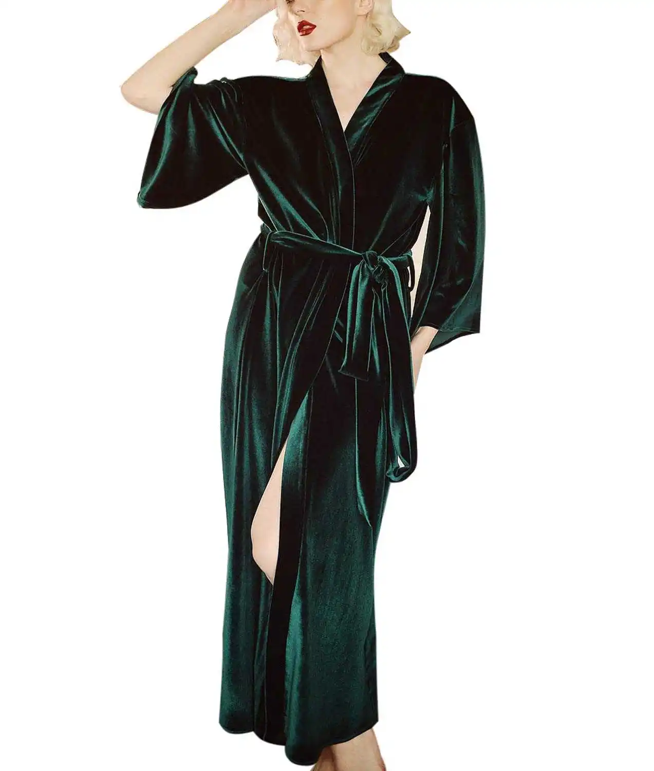 

Graceful Evening Dresses Women Nightgown Pajamas V-Neck Lace up Long Sleeve Bridal Wedding Bathrobe for Photography Custom Made