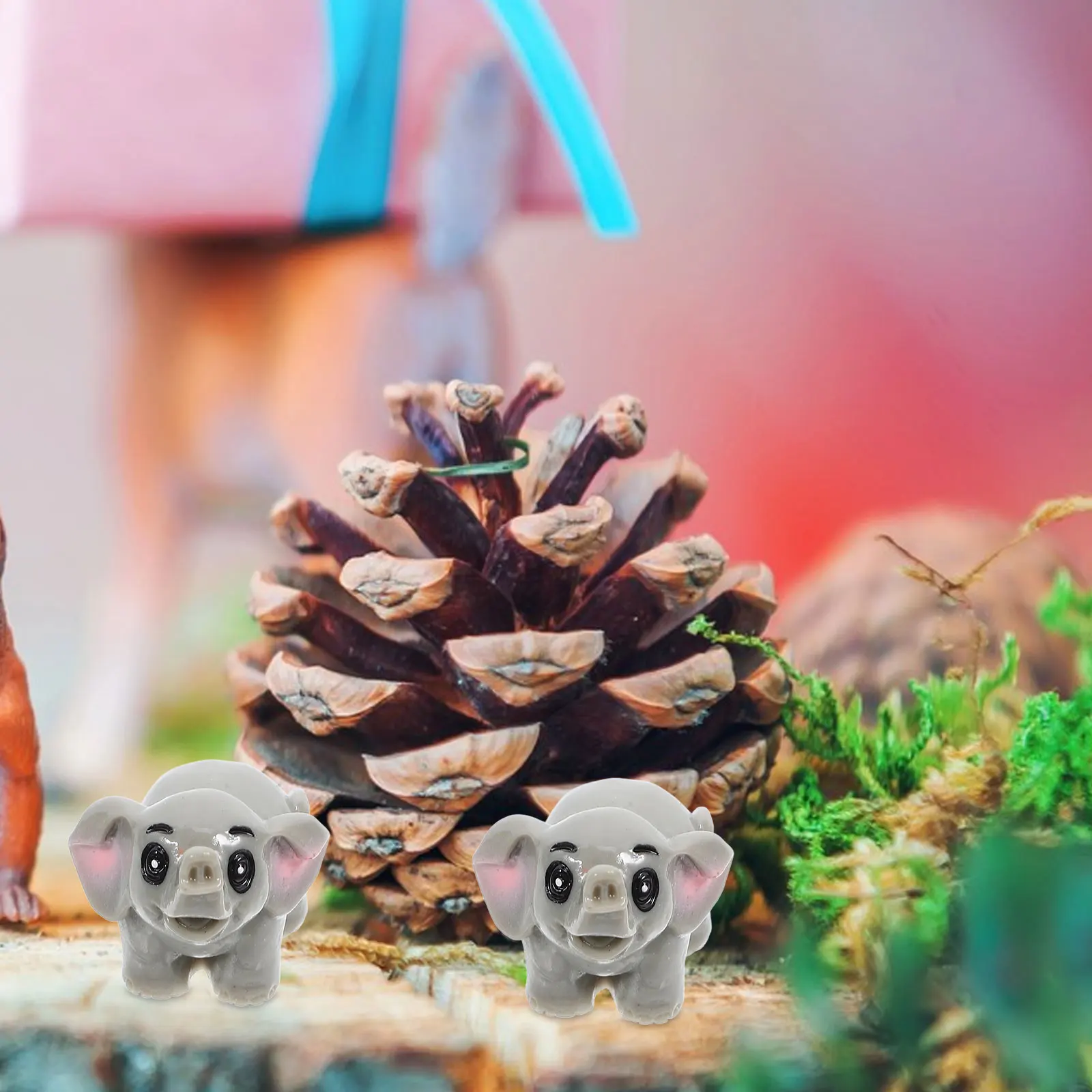 

10Pcs Elephant Resin Sculpture Mini Cartoon Elephant Desktop Garden Office Bonsai Decoration Adornment Small Model