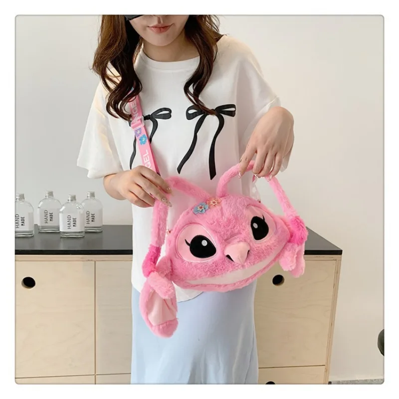 New Disney Cartoon Stitch Plush Cartoon Backpack Girls Cute Ins Shoulder Messenger Bag Parent-Child Gift