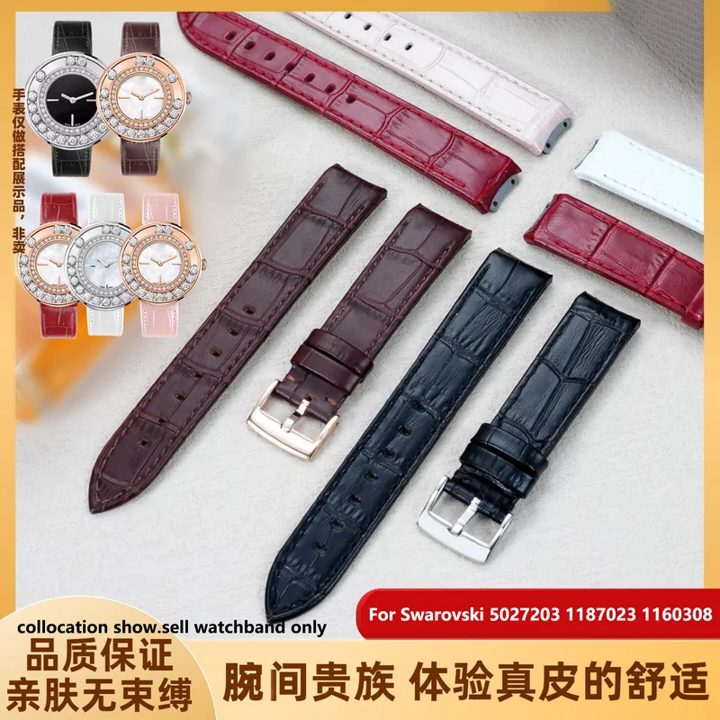 

Ремешок для часов Swarovski 5027203 с изогнутым концом, модный женский, 17 мм, черный, красный, розовый, из воловьей кожи, с металлическим креплением, аксессуары для часов