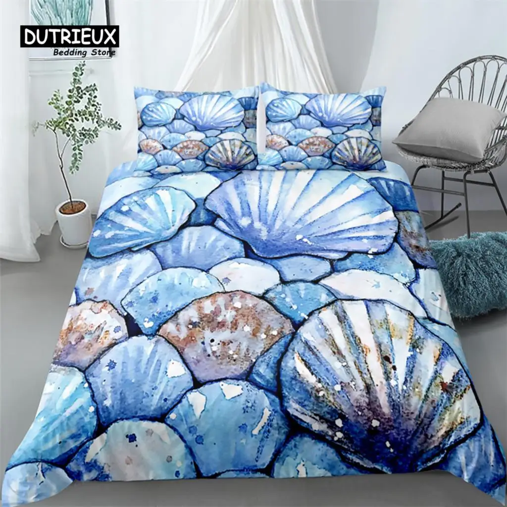 

Beautiful Water Color Rocks Duvet Cover Set, Shell Bedding Set, Soft Comfortable Breathable Duvet Cover, For Bedroom Guest Room