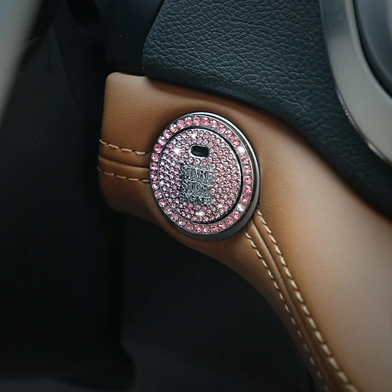 Bling Bling Car Engine Start Stop Switch Button Cover Crystal Rhinestone Protector Rings Hand-set Sticker Interior Decoration