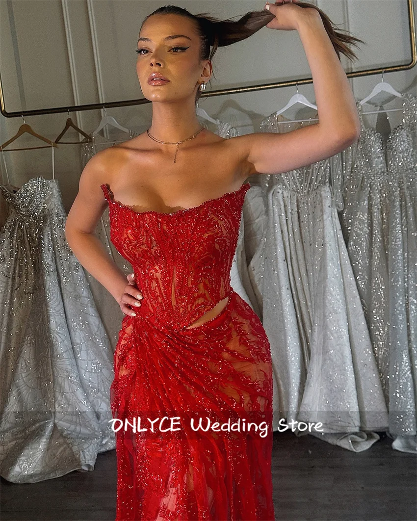 Nieuw ontwerp rode avondjurken 2025 kralen kristallen kant formele prom party bruiloft jurken vestidos aangepast