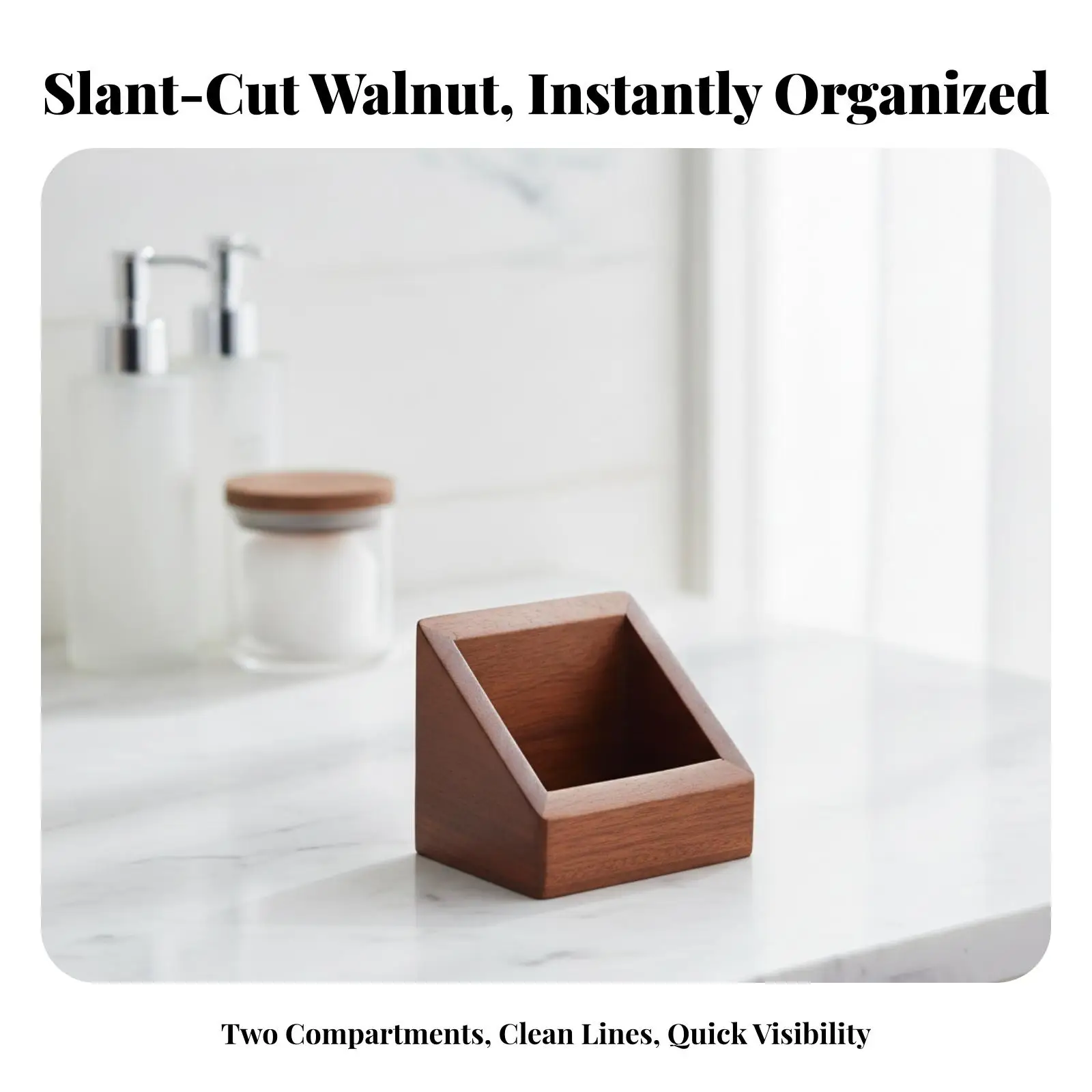 Ebony Wood Desk Accessory Storage Tray with Compact Single Grid for Home Office and Reception Counter Use